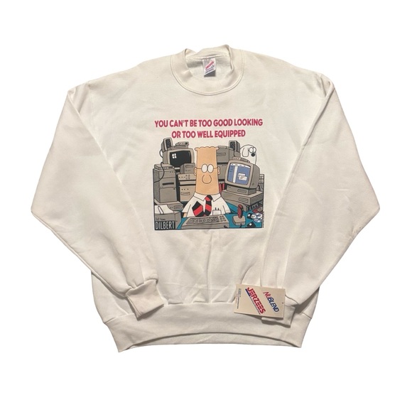 NWT Vintage Jerzees Dilbert Scott Adams You Cant Be Too Good Looking Sweatshirt - Picture 1 of 5